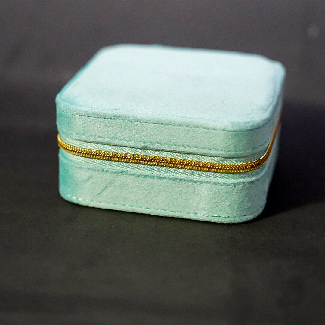 Boîte à Bijoux de Voyage Compacte en Velours Turquoise